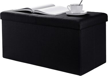 Складана банкетка Zedelmaier зі сховищем, м'який пуф-скриня 76x38x38 см, чорний, навантаження до 300 кг, знімна кришка