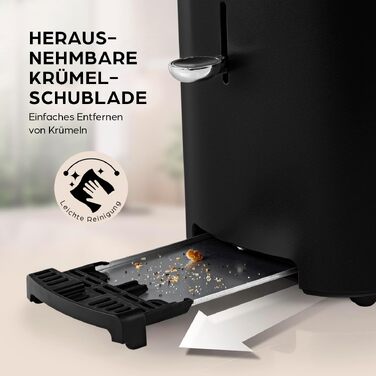 Тостер GOURMETmaxx для 2 скибок, антрацит. Електричний тостер з 6 режимами підсмажування, таймером, підставкою для булочок та функцією підігріву. Сенсорне керування.