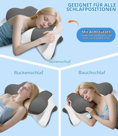 Ортопедична подушка з ефектом пам'яті (Memory Foam) для шиї та голови, ергономічна антихрапічна подушка для сну на боці, спині та животі