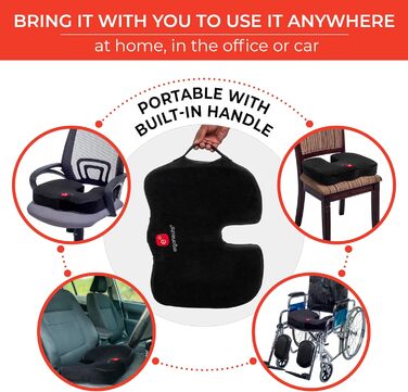 Ортопедична гелева подушка Ergonauts для сидіння — проти ковзання, з ефектом пам'яті, для офісного крісла та автомобіля, для полегшення болю у спині, куприку та при ішіасі