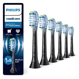 Смінні зубні щітки Philips Sonicare C3 Premium Plaque Defense, оригінальні насадки для видалення нальоту, чорні, 6 шт, HX9046/88