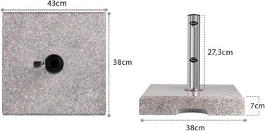Підставка для парасольки Sekey Granit, сталева труба, сіра, 25 кг (для трубок 22-38 мм), балконна/садова