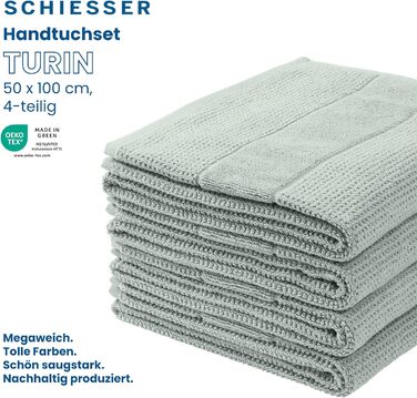 Рушники Schiesser Turin 4 шт, 100% бавовна, екологічні, блакитні, 50x100 см