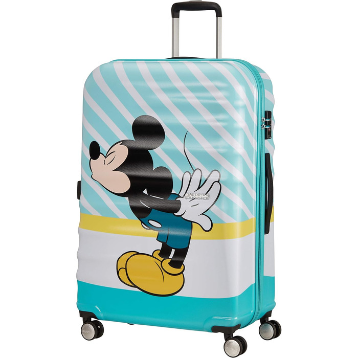 Валіза American Tourister Wavebreaker Disney Mickey Blue Kiss 77 см, 96 л, багато кольорів, спінер