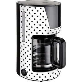 Кавоварка Kalorik TKG CM 1045 WBD N ретро-фільтр, 1,5 л, 900 Вт, скляна колба, на 12-15 чашок, біла з чорними крапками
