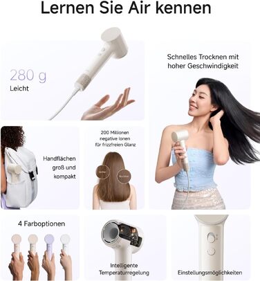 Високошвидкісний фен для волосся Laifen Air, ультралегкий (280 г), Sandbeige