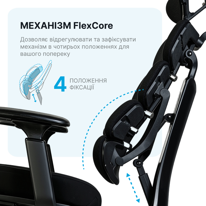Крісло комп’ютерне офісне ергономічне OfficePro FlexCore OC120B