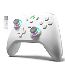 Бездротовий ігровий контролер ECHTPower для PC, Switch, Steam Deck, Android, iOS — RGB підсвічування, Hall-джойстики, вібрація, Turbo, акумулятор 800mAh (Білий)