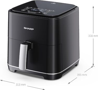 Аерофритюрниця SHARP AF-GS552AE-B 5,5 л, цифрове керування, 8 програм, 1650 Вт, чорна, випікання без олії