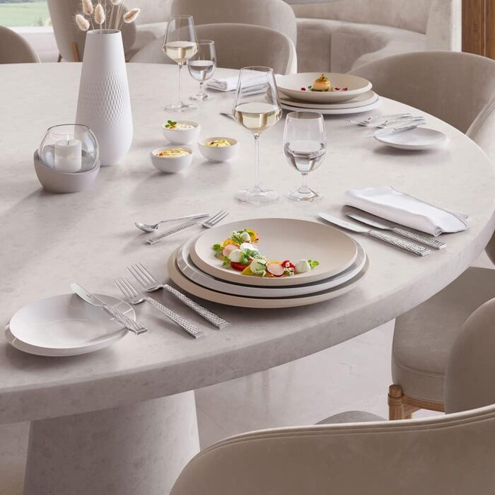 Сервіз столовий Villeroy & Boch NewMoon бежевий, 12 предметів, порцеляна преміум, тарілки 27 см та 24 см для 6 осіб