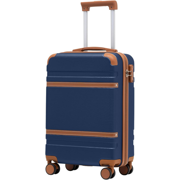 Жорсткий валізу COOLIFE 55x35x20 см для ручної поклажі Ryanair, із TSA-замком і 4 подвійними колесами, синій/коричневий