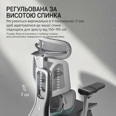 Офісне крісло Hbada E3 Pro ергономічне, з динамічною 3-зонною поперековою підтримкою, 4D регульованим підголівником, 6D регульованими підлокітниками та висувною підставкою для ніг, сіре