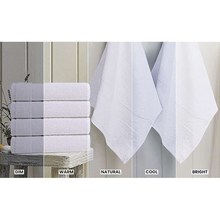 Utopia Towels – набір із 6 середніх банних рушників 100% бавовна з петельками, 60x120 см, м'які та вбираючі рушники для душу, білі