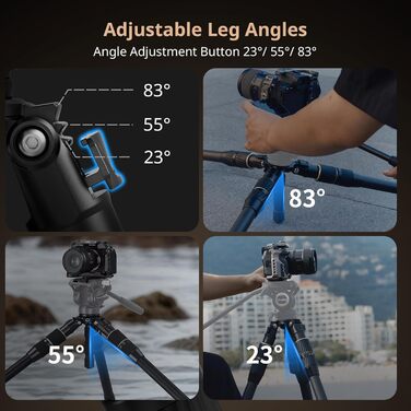 SMALLRIG FT-S303 штатив із вуглецевого волокна, 140 см, професійний відеоштатив із швидким регулюванням висоти, 65 мм чаша, вантажопідйомність 15 кг для DSLR, камер, відеокамер