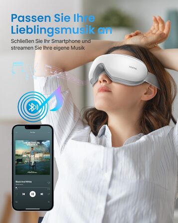 Масажер для очей RENPHO Eyeris 1 з підігрівом, вібрацією та Bluetooth, для зменшення темних кіл та сухості очей, покращує сон, зелений колір