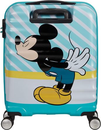 Дитяча валіза American Tourister Wavebreaker Disney Mickey Blue Kiss 55 см 36 л, багатобарвна, жорсткий чемодан на колесах, спінер для дітей