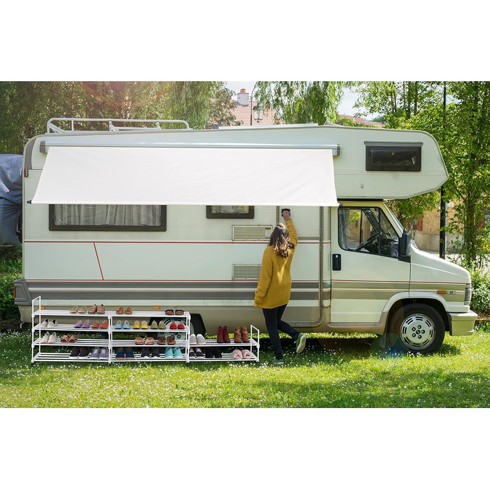 Великий модульний металевий стелаж для взуття Relaxdays XXL, 10 рівнів, 175,5x93x30,5 см, білий