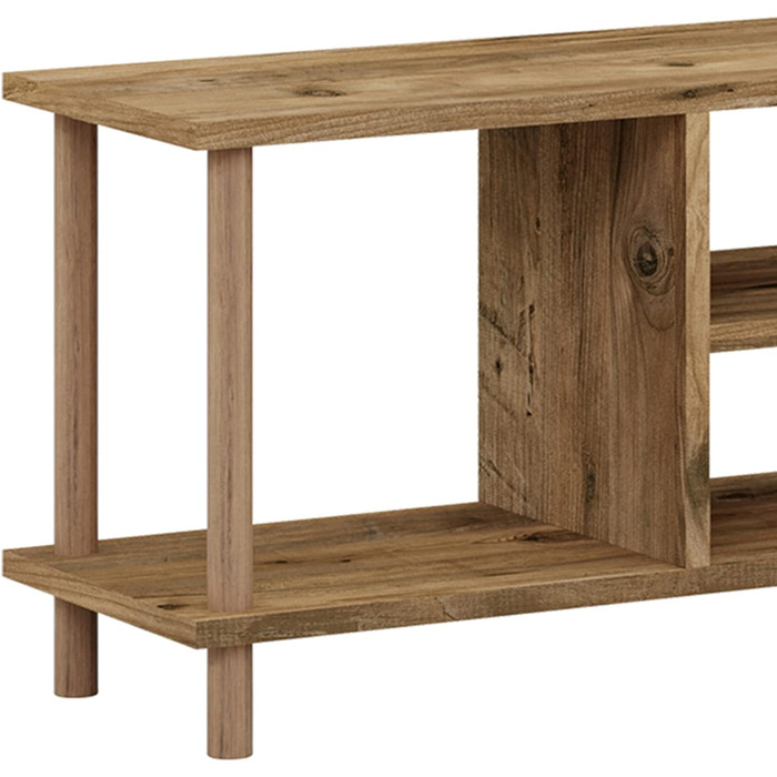 ТВ тумба en.casa Ærøskøbing 43x120x29 см, 2 полиці, біла, під дерево, меблі для телевізора, низька тумба