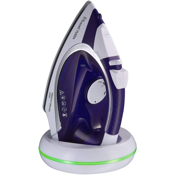 Бездротова праска Russell Hobbs Supreme Steam Cordless 2400 Вт, 135 г/хв, керамічна підошва, 300 мл, паровий удар, база