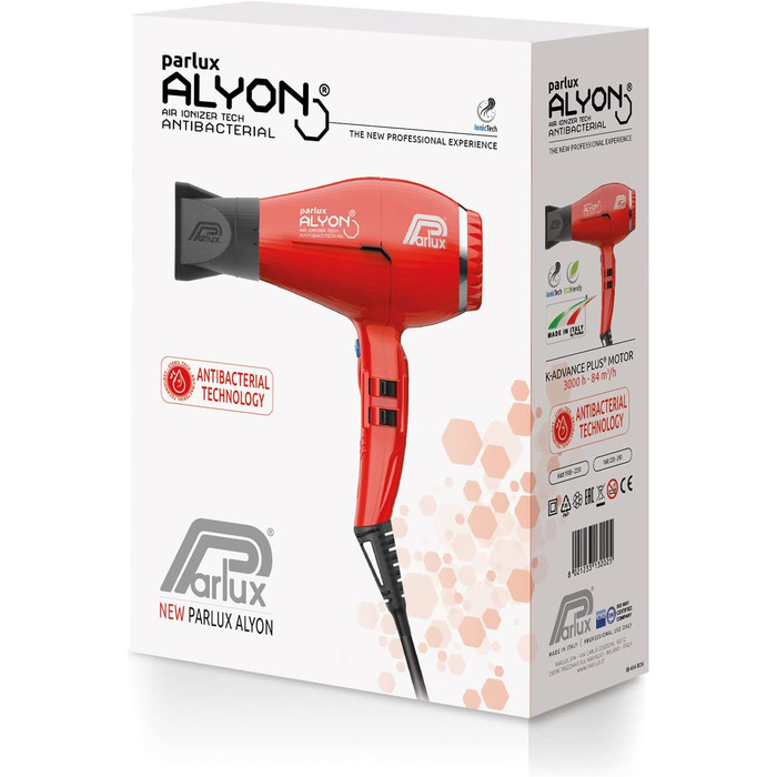 Фен для волосся ALYON червоний, професійний, 1 шт, Rot