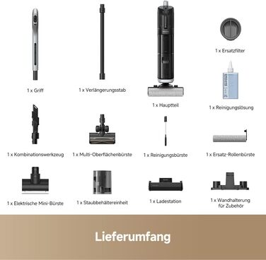Dreame пилосос 2-в-1 з функцією миття підлоги, 180° плоский, сушка за 5 хв, App-управління, 18000 Па, фільтр H14
