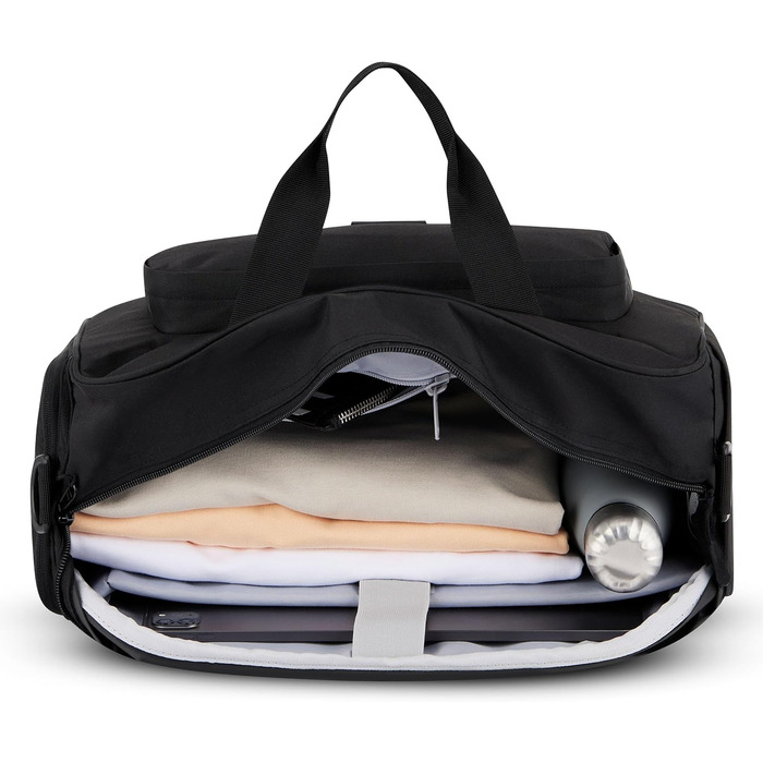 Larkson Weekender Finja Medium чорна дорожня сумка для жінок і чоловіків з відділенням для взуття, ручна поклажа, водовідштовхувальна, із переробленого PET
