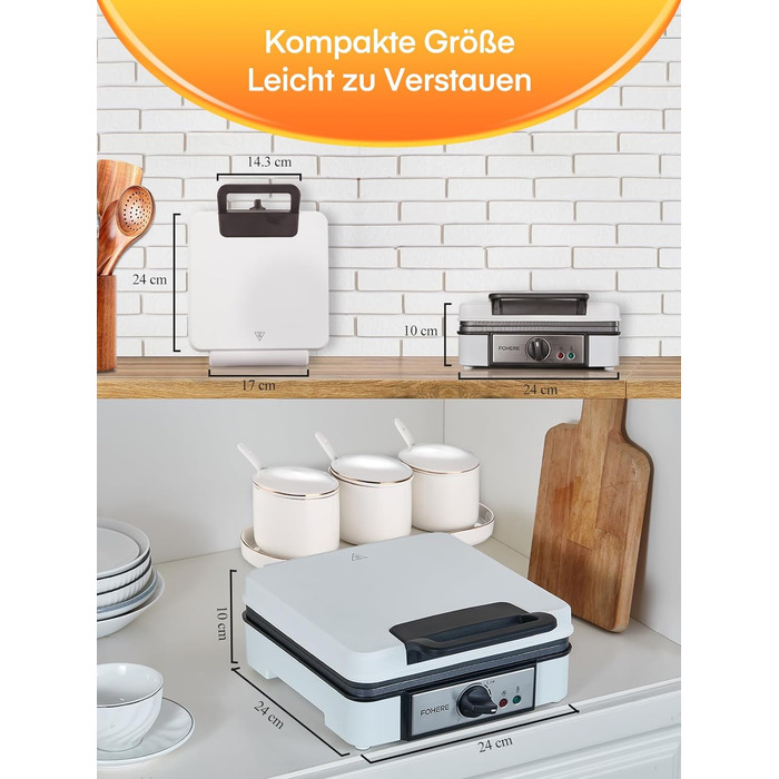 Вафельниця-гриль FOHERE XL 1200 Вт, електрична, антипригарна, для приготування вафель і паніні