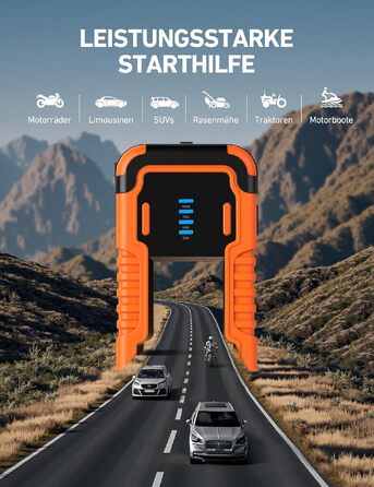 Пусковий пристрій AstroAI Powerbank для автомобіля (ПКВ), портативний бустер з USB QC 3.0, помаранчевий