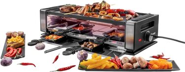 Раклетниця UNOLD 48760 Delice Basic 1200 Вт, для 8 осіб, з натуральним каменем, антипригарна двостороння пластина, нержавіюча сталь