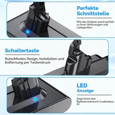Акумуляторна батарея 21.6V для пилососа Dyson V6 (DC58, DC59, DC61, DC62, DC72, DC74, SV03, SV05, SV06, SV07, SV09) Animal, Trigger, Fluffy, Motorhead, Absolute