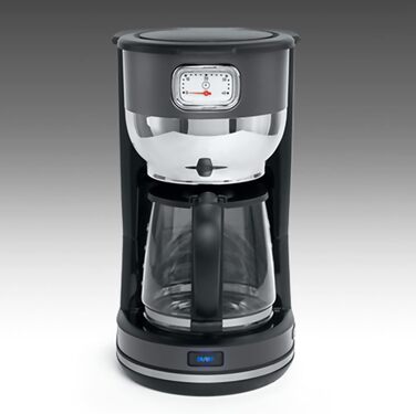 Кавоварка MUSE MS-220 DG з глечиком, 10 чашок, з функцією підігріву, скляна каністра, нержавіюча сталь, сіра