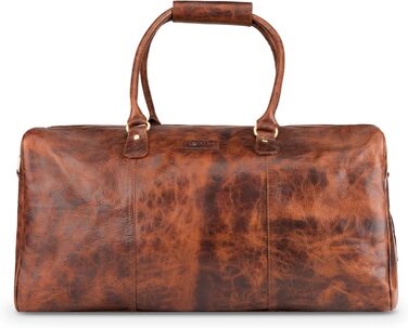 Дорожня сумка з натуральної шкіри LEABAGS, 40 л, преміум, для жінок і чоловіків, коричнева, спортивна, для подорожей, тренувань та літака