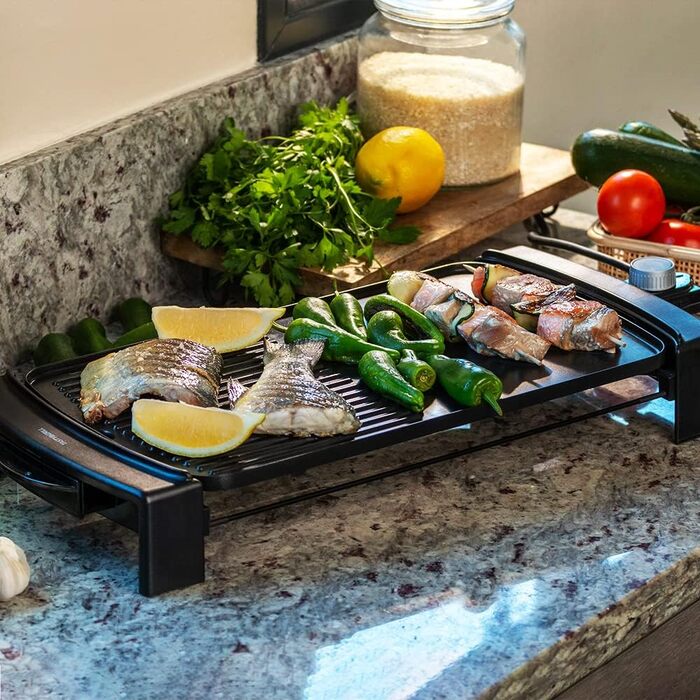 Електричний гриль Cecotec Tasty&Grill 2000 InoxStone, 2150 Вт, антипригарне покриття, регулятор температури, нержавіюча сталь
