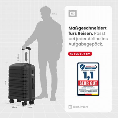 Валіза для подорожей велика XL, чорна, жорсткий корпус, 74x49x29 см, з TSA-замком та 4 колесами, легка