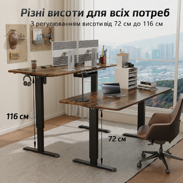 Електричний стіл Airfish 160x80 см з регулюванням висоти, USB-роз'ємом, кабель-органайзером, для офісу та комп'ютера, з нагадуванням про сидячу роботу, вінтажний коричневий
