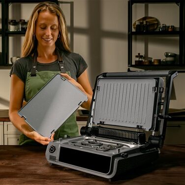 Електричний контактний гриль Cecotec Rock'nGrill 2200 Dual, 2000 Вт, розкладний на 180°, Smash-функція, 29x23 см