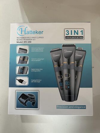 Професійна машинка для стрижки волосся Hatteker 3 в 1 для чоловіків: тример для бороди, прецизійний, водонепроникний