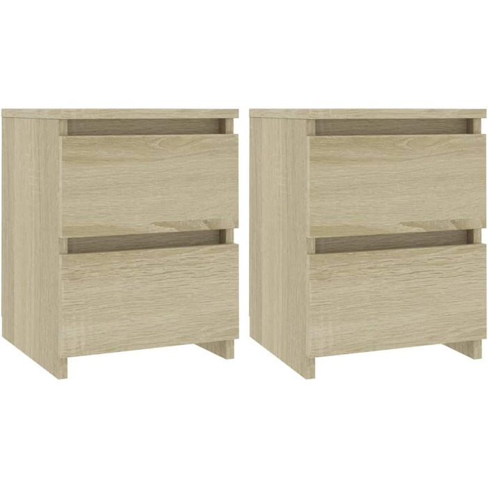 vidaXL Комплект з 2 тумбочок з 2 шухлядами, дуб сонома, 30x30x40 см, ДСП, приліжкові тумби для спальні