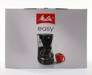 Кавоварка Melitta Easy з знімним поворотним фільтром, скляною колбою та системою захисту від крапель, на 10 чашок, чорна