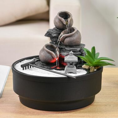 Фонтан для саду Oasis Zen'Light: водоспад, LED-підсвічування, білий пісок, декор для релаксації