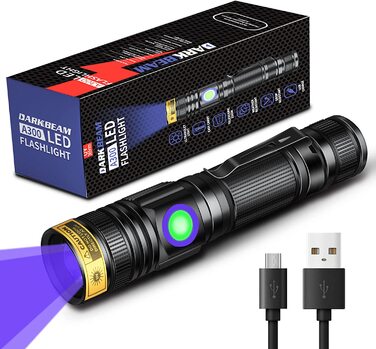 Ультрафіолетовий ліхтар DARKBEAM 365нм, портативний, USB-зарядка, з кліпсою, для виявлення плям тварин, затвердіння смоли