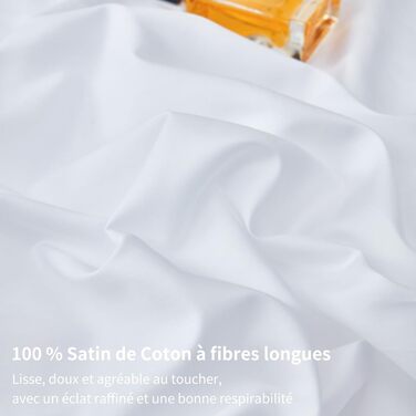 Комплект постільної білизни з бавовняного сатину Deluxe, 240x260 см, білий (підковдра + 2 наволочки 65x65 см), дихаюча тканина
