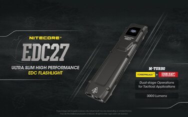 Ліхтарик Nitecore EDC27, 3000 люмен, OLED-дисплей, USB-C, компактний ручний