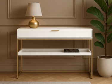 Консоль Mebel-Partner біла, золотиста матова 110 x 76,5 x 35 см