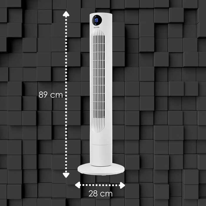 Вентилятор Tower Echo - тихий, з пультом, LED-дисплеєм та таймером 12 год