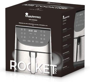 Аерофритюрниця MasterPRO Rocket 700, 7 л, 1700 Вт, LED-екран, антипригарний кошик, регульована температура 80-200°C