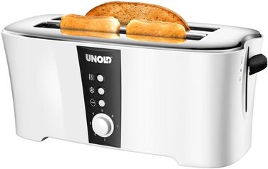 Тостер Unold 38020 Design Dual білий/чорний, 4 функції, 4 тостів, підставка для булочок, 1300 Вт, охолоджуваний корпус