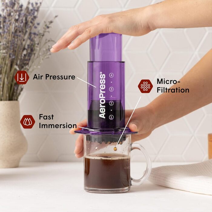 AeroPress Clear - Френч-прес для кави та еспресо, портативний, ліловий