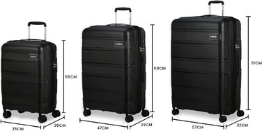 Валіза American Tourister Skymax 3 шт. синього (Midnight Blue) та чорного (Bass Black) кольорів