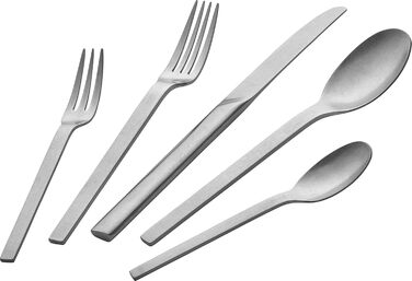 Набір столових приборів ZWILLING Minimale, 68 предметів, для 12 осіб, 18/10 нержавіюча сталь, вінтажний дизайн, молоткова обробка, підходить для посудомийної машини, сріблястий
